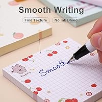Vista 5 de Cute Kawaii Sticky Notes 3.1x3.1in 4Pads 80Sheets/Pad Self-Stick Note Pads Cute Colorful Super Sticky Note Pads 4 Unique Cute Patterns,Fruits Sticky