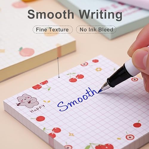 Miniatura 5 de Cute Kawaii Sticky Notes 3.1x3.1in 4Pads 80Sheets/Pad Self-Stick Note Pads Cute Colorful Super Sticky Note Pads 4 Unique Cute Patterns,Fruits Sticky