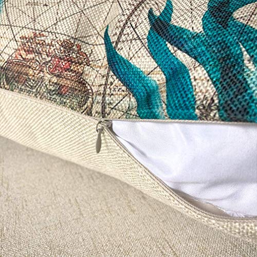 Granbey Turtle Octopus Whale Seahorse Coastal Throw Pillows Cover Nautical Style Ocean Theme Throw Pillow Covers Sea Decorative Square Linen Set Of 4 18 X 18 Inch Mediterranean Pillowcases #TOP4