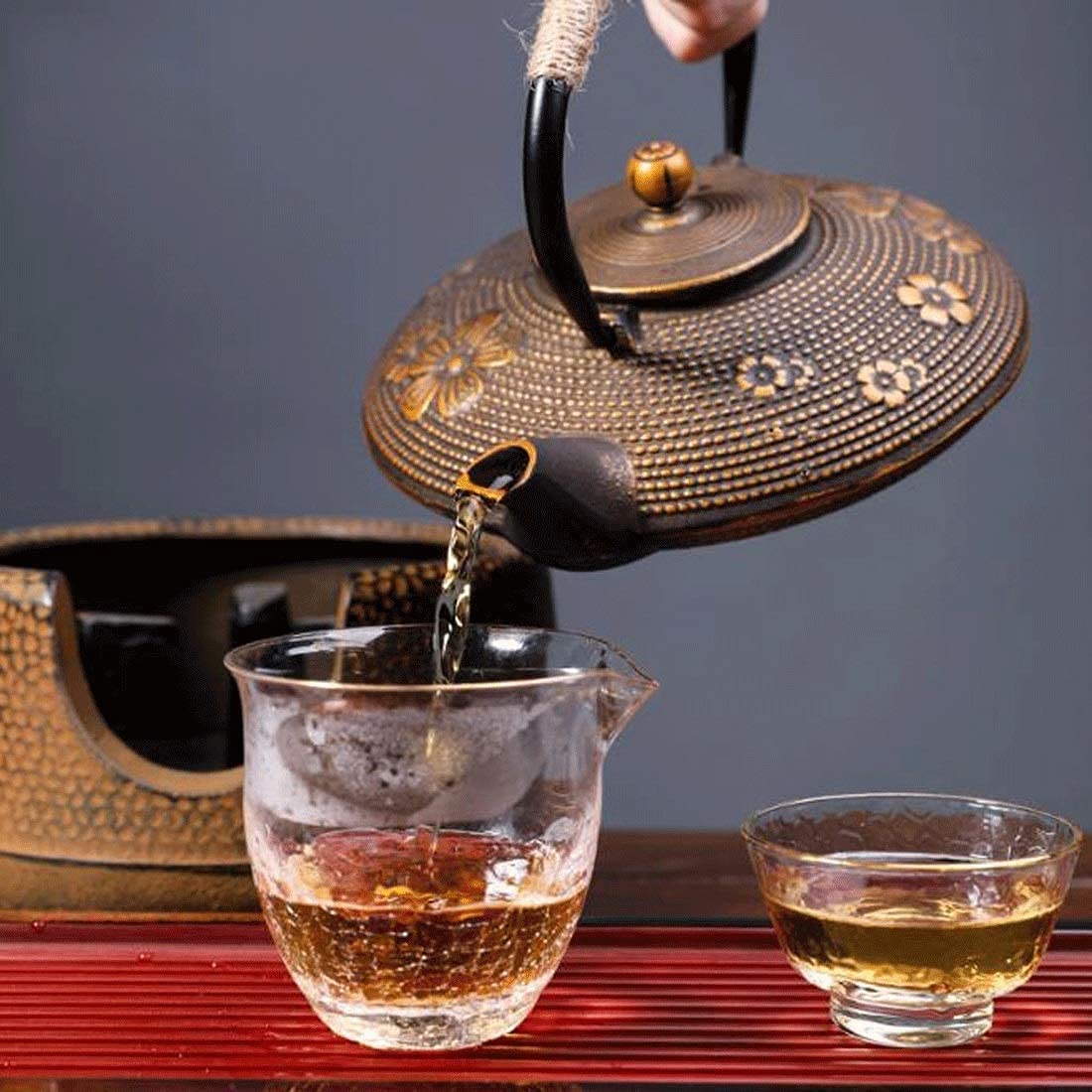 Teiera Tetsubin in ghisa, stile vintage, fatta a mano, piccola teiera giapponese con infusore, per feste, ufficio, casa, accessori per il tè, 2,5 l