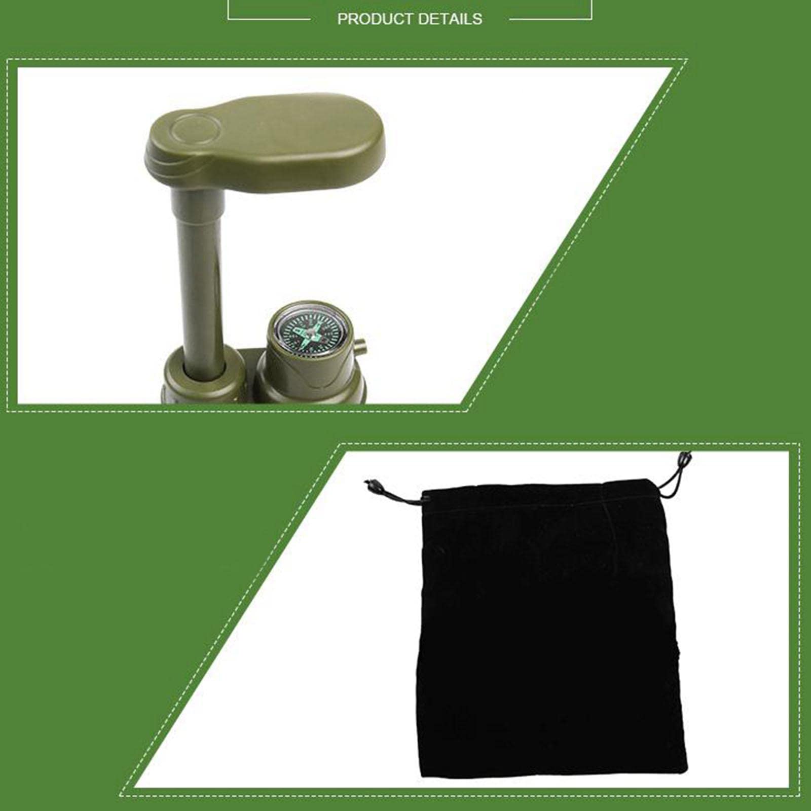 Purificador de Agua Portátil Filtro de Supervivencia para Fuentes Botella con Bolsa de Almacenamiento de Filtración Hueco Diseño
