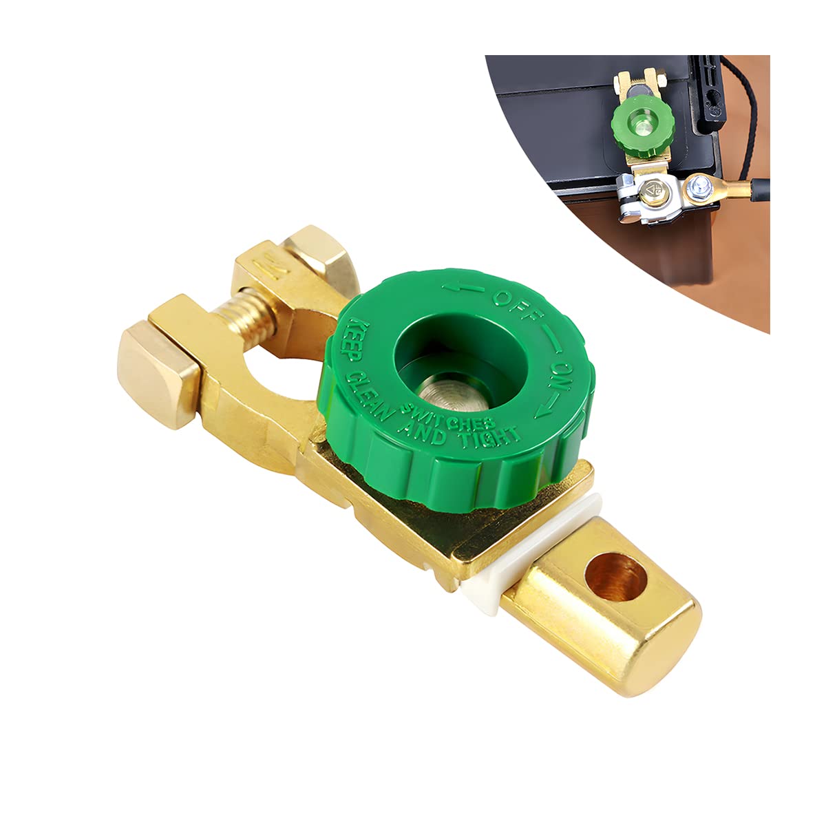 Top Post Battery Quick Disconnect Switch, Power Master Shut Off Cut Off Switch, Battery Isolator Switch for 12V or 24V Boat, Car, Truck, RV, Camper, Tractor, Marine, Vehicles (1)