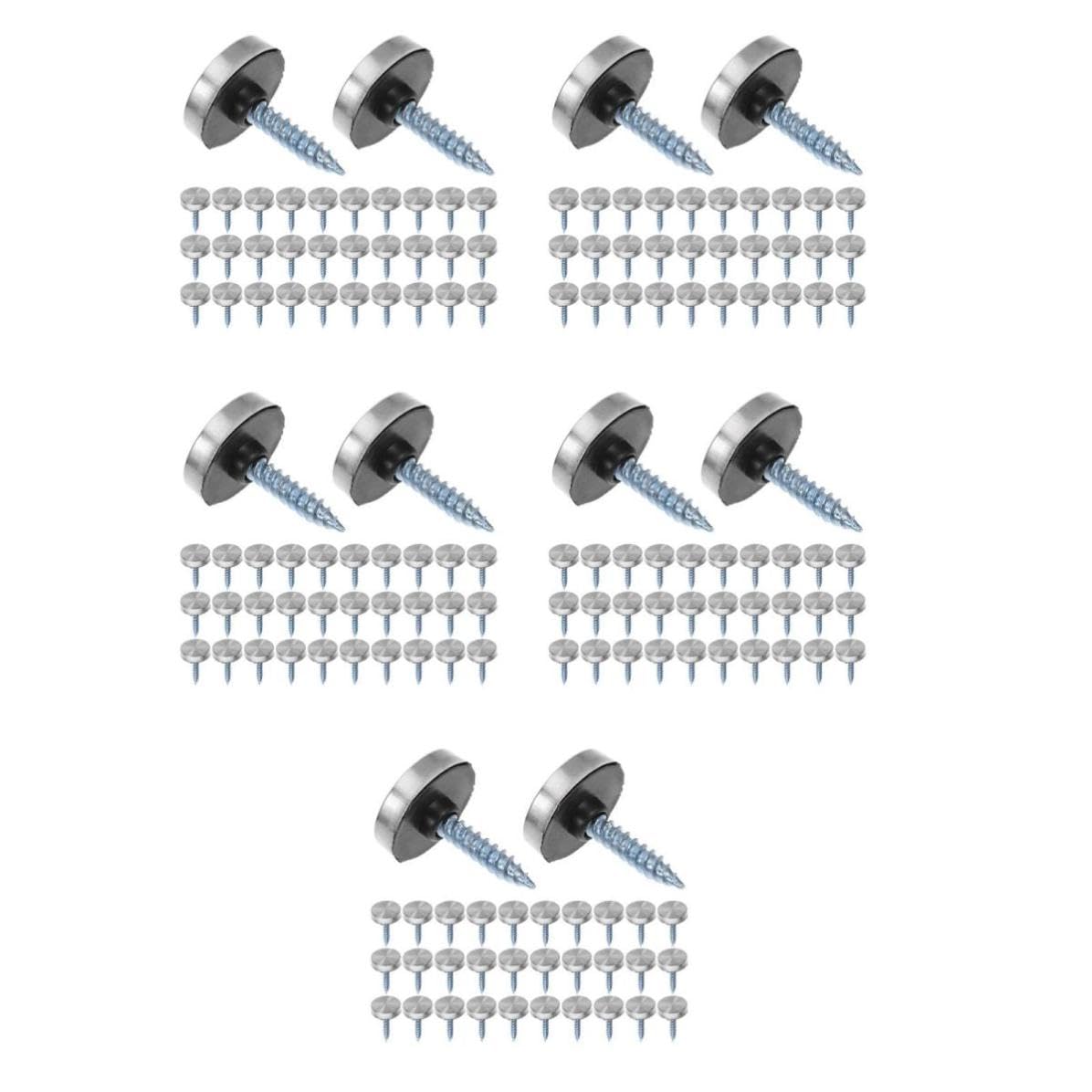 STOBAZA 5 Juegos Clavos de Espejo de Acero Inoxidable para Paneles | Tapa Decorativa Plata, Instalación Sencilla, Uso Versátil, Acero Inoxidable y Plástico, para Fijación Segura
