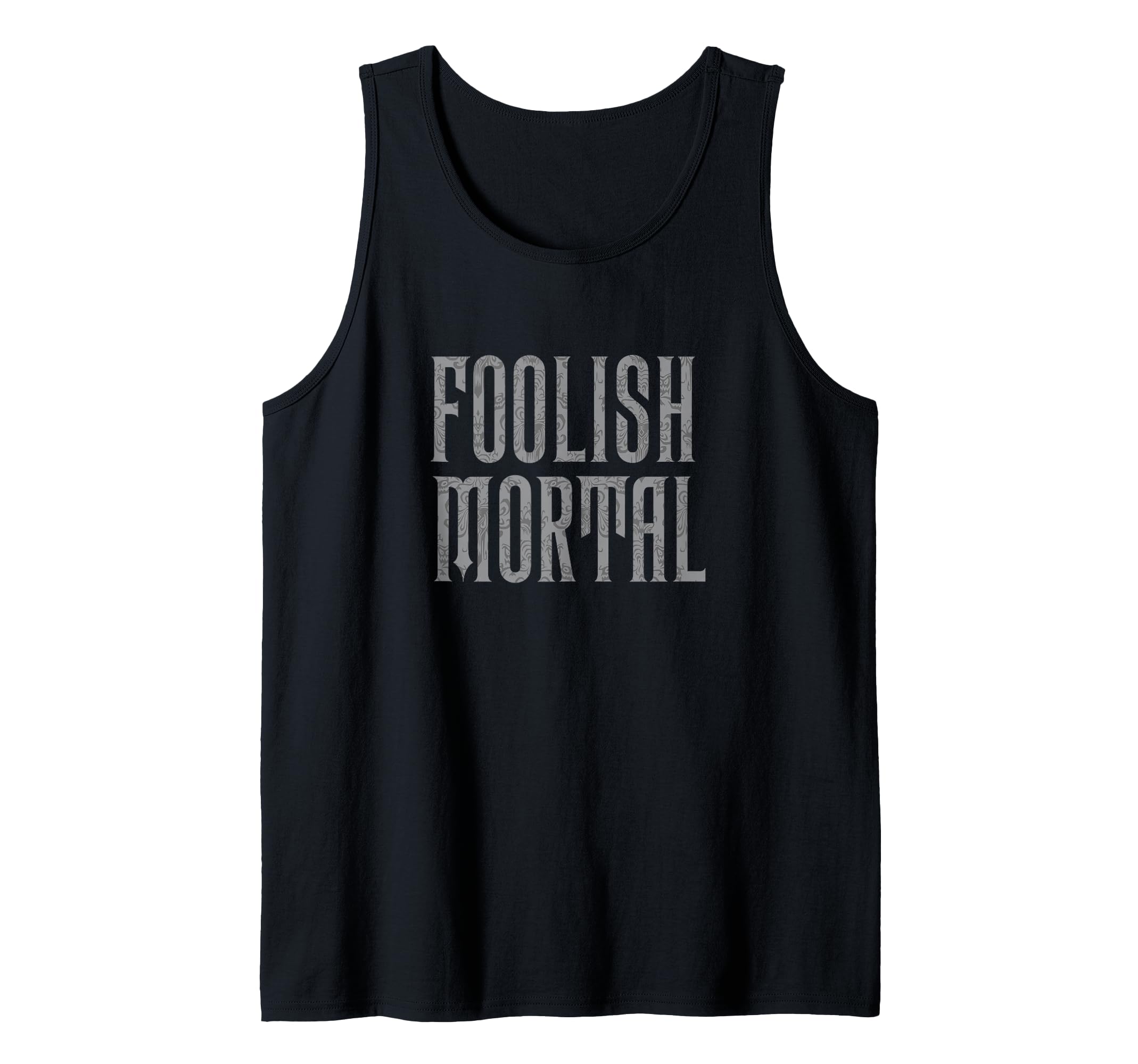 The Haunted Mansion Foolish Mortal Patterned Text Logo Tank Top