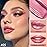 evpct 2 in 1 Natural Nude Pink Glitter Metallic Shimmer Diamond Lipstick and Lip Gloss Set for Women Long Lasting Waterproof, Warm Rose Pink Sparkle Glitter Shiny Lipstick and Lip Liner Makeup Set, 05