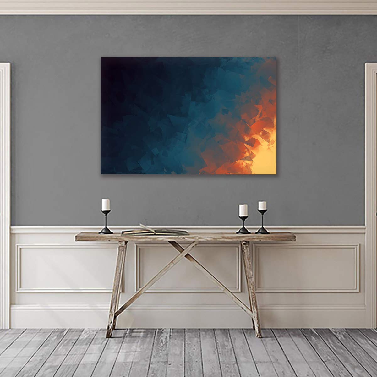 Impresión Del Cartel De La Lona De La Imagen Artística Abstracta Amarilla Oscura Azul Decoración Casera Moderna Arte De La Pared Pintura Decoración De La Sala De Estar (1,100_x_160_cm(Sin marco))