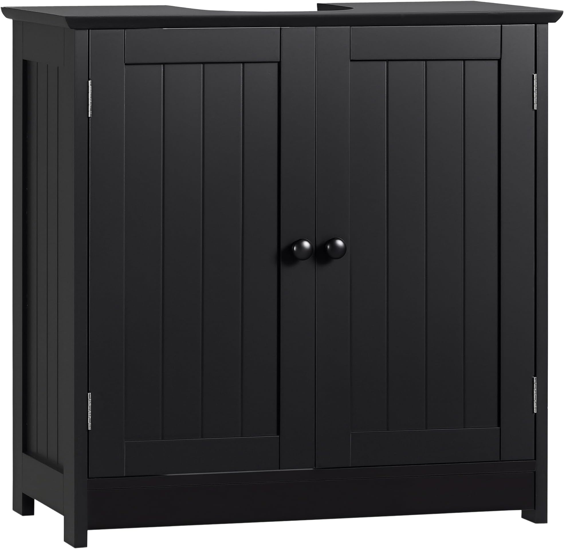 HOMCOM Under Sink Bathroom Cabinet, Pedestal Sink Storage Cabinet with 2 Doors, Shelf and U-Shape, Black