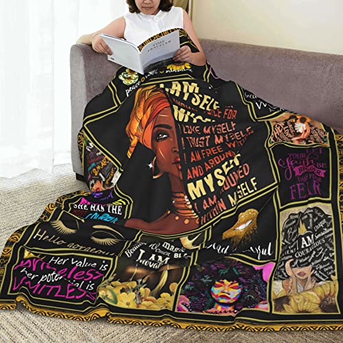 Pnnuo Blanket African Women Black Queen Flannel Fleece Blanket Soft Lightweight Plush Throw Blankets For Women Men Kid Warm Cozy 50"X40" Microfiber Blankets For Couch Bed Sofa All Season #TOP4
