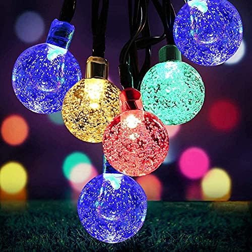 Solar Powered Crystal Ball Lights - 8 Modes, 7M/24Ft, 50 LED, Waterproof for Outdoor Patio, Garden, Yard & Wedding Decoration (Multi-color)