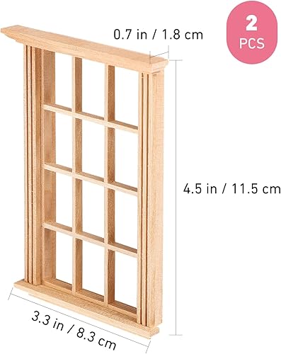 Miniatura 4 de 2 piezas Mini Muebles Casa de Muñecas Miniatura Marco de Ventana Modelo Decoración Ventanas Muebles de Casa de Muñecas