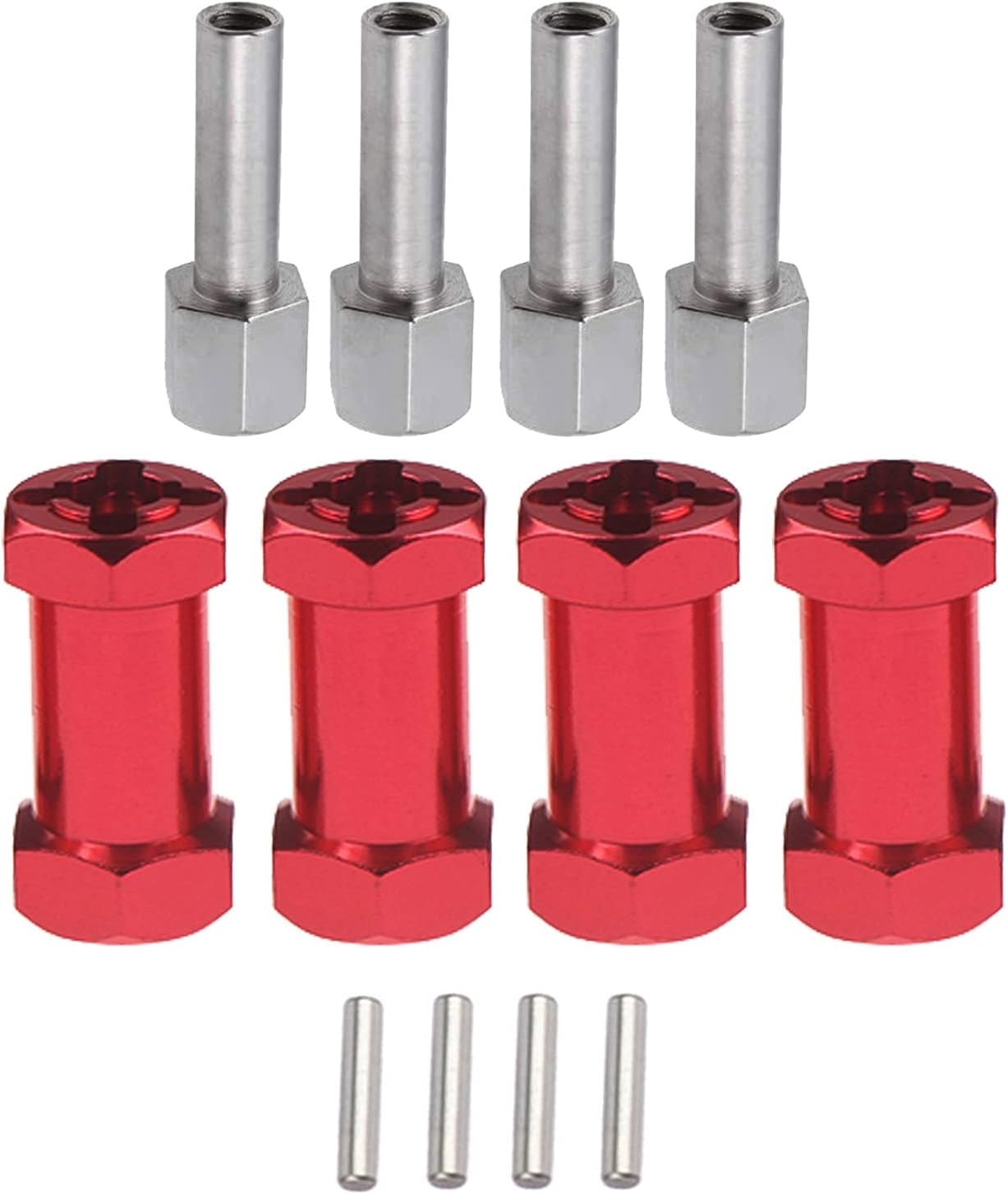 4Pcs RC Wheel Spacers 12mm Wheel Hex Hub 25mm Extension Adapter for 1/10 RC Crawler Axial Scx10 90046 D90 Redcat RC Hex Drive Adapter Combiner Coupler (Red,25mm)