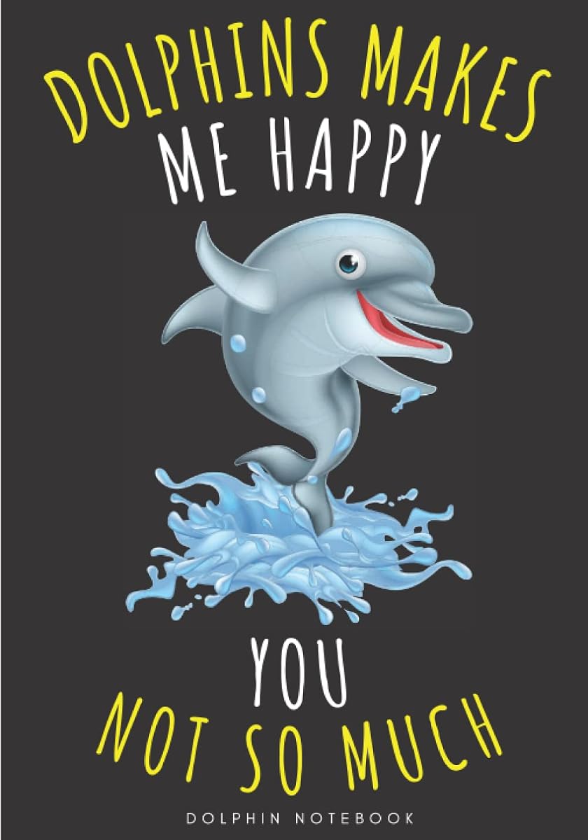 Cuaderno de delfines: Diario rayado grande para su lista de tareas diarias Nota | 100 páginas decoradas con diseños de caras de pequeños animales marinos y lindos delfines... Libro de regalo para realizar un seguimiento y registrar información