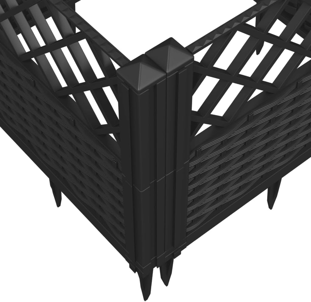 Garden Planter with Black Stakes 43.5 x 43.5 x 43.5 cm PP, Outdoor Planter, Vertical Garden Raised Outdoor for Balcony and Garden, Mini Raised Garden for Seedlings, Vertical Garden from E