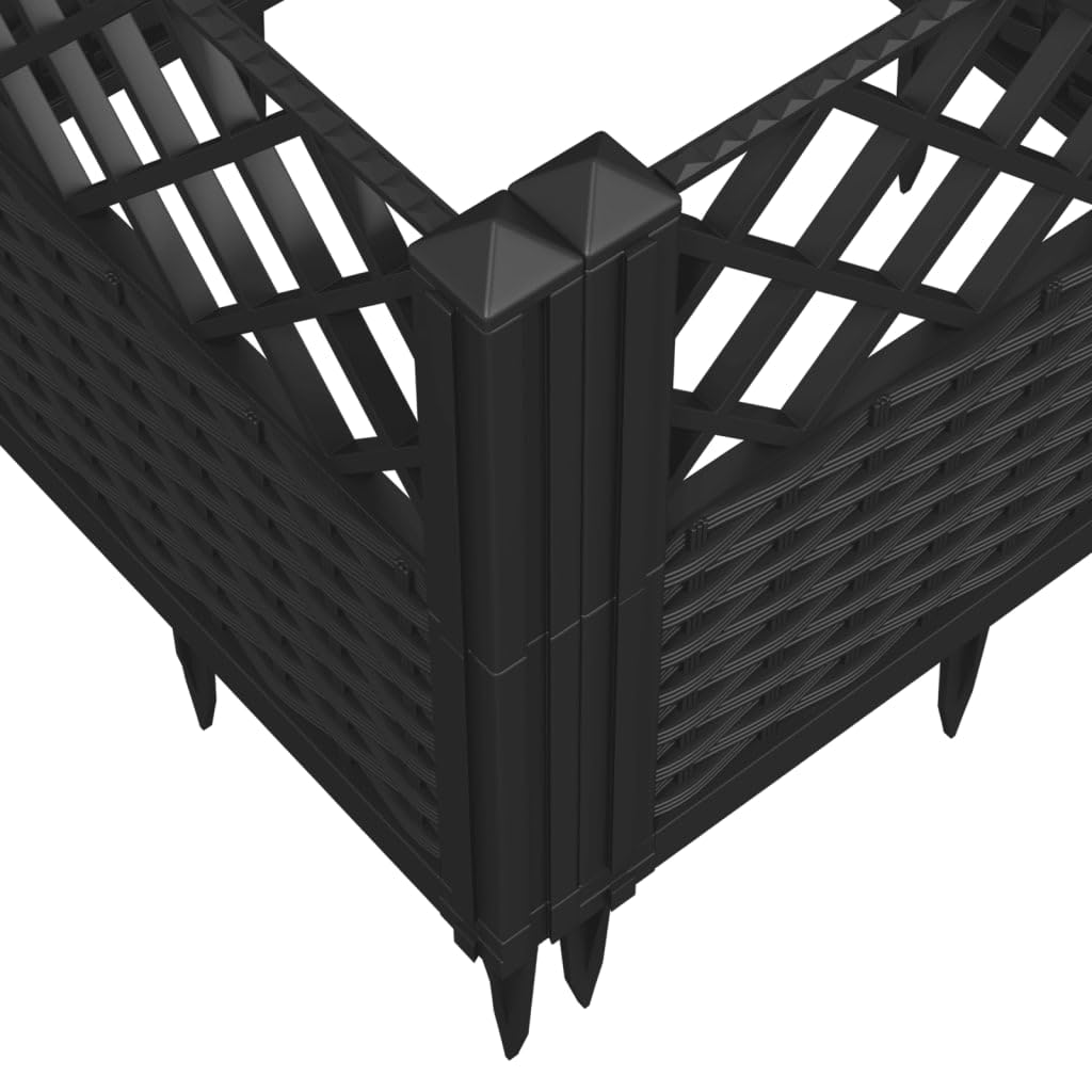 vidaXL Fioriera da Giardino con Picchetti Nera 123,5x43,5x43,5 cm PP