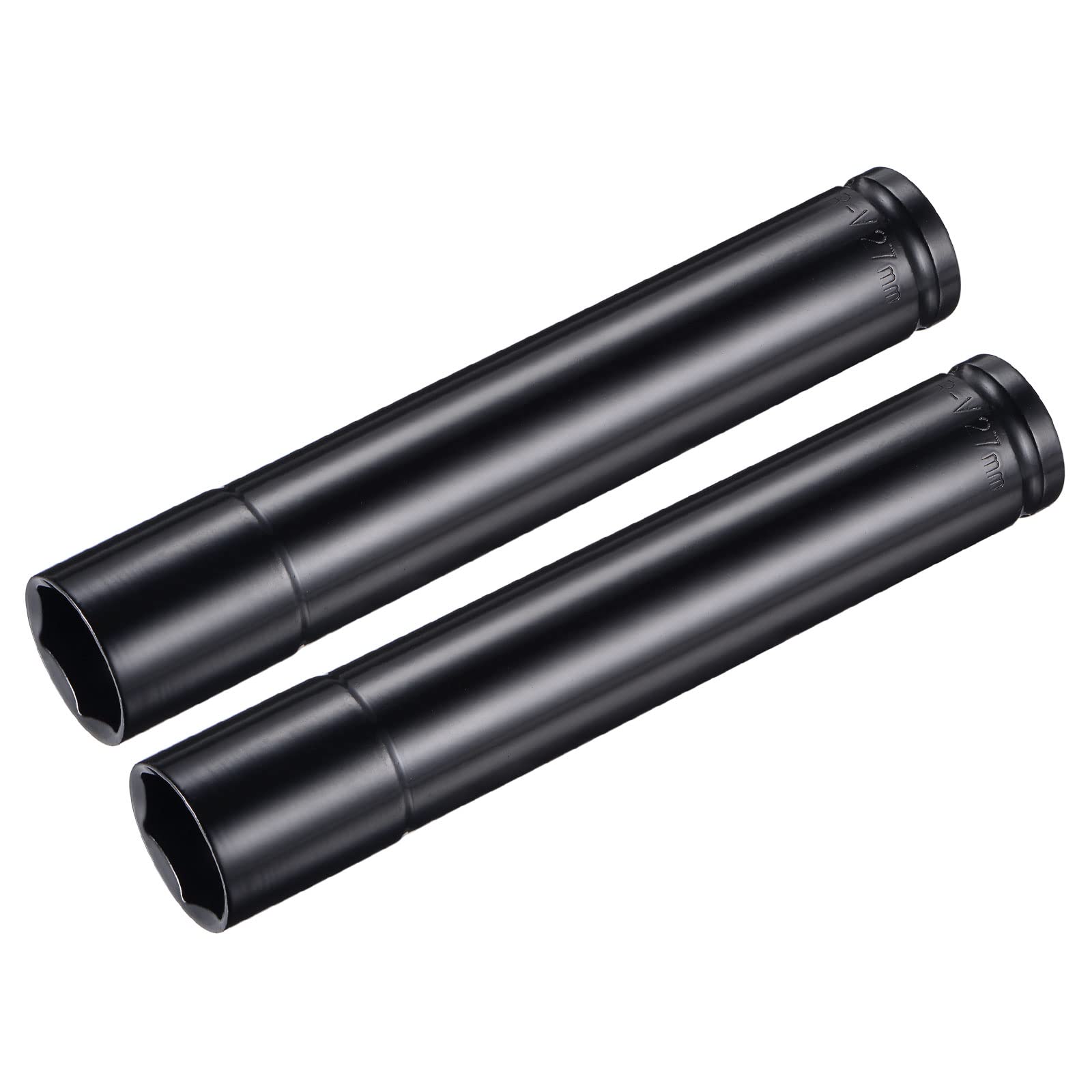 sourcing map 1/2" Drive by 27mm Deep Impact Socket, Heat-Treated CR-V Steel 8" Length, 6-Point Metric Sizes 2 Pcs