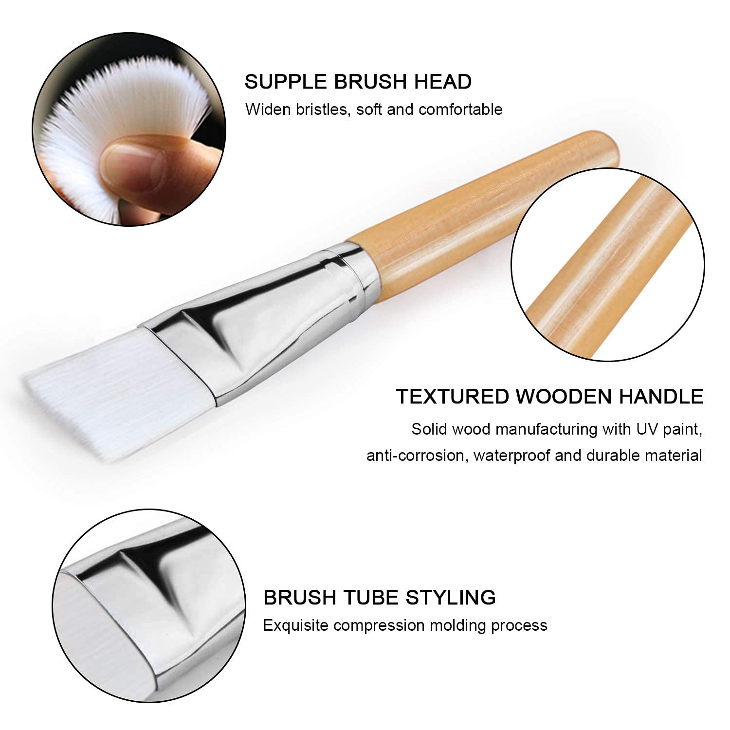 ayushicreationa Professional Flat Face Pack Brush Cosmetic Makeup Brush Set for Men and Women (1 PCS Wooden Brush) 1