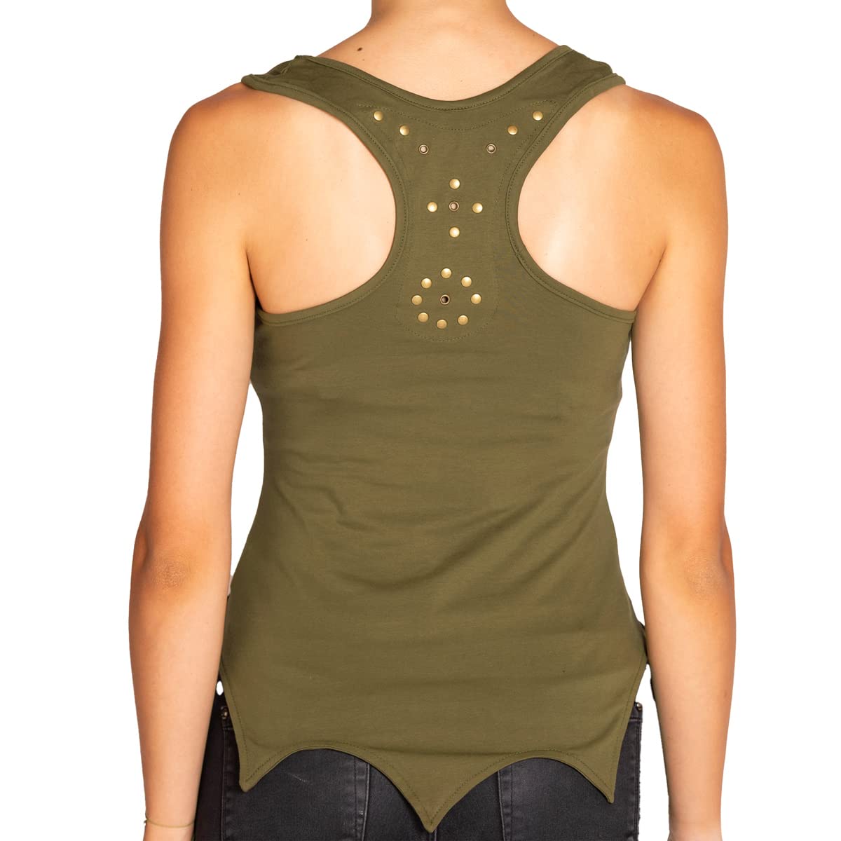 Panasiam Women's Olive Green Top Akali 4625 Cotton M In Olivegreen