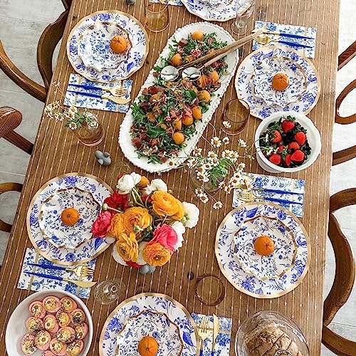 Sophistiplate 64 Piece Table Setting Kit, Elegant Disposable Paper Plates, Includes 8 Dinner Sized Plates, 8 Salad Plates, & 8 App Plates, 20 Cocktail Napkins, 20 Guest Napkins, Timeless #TOP3