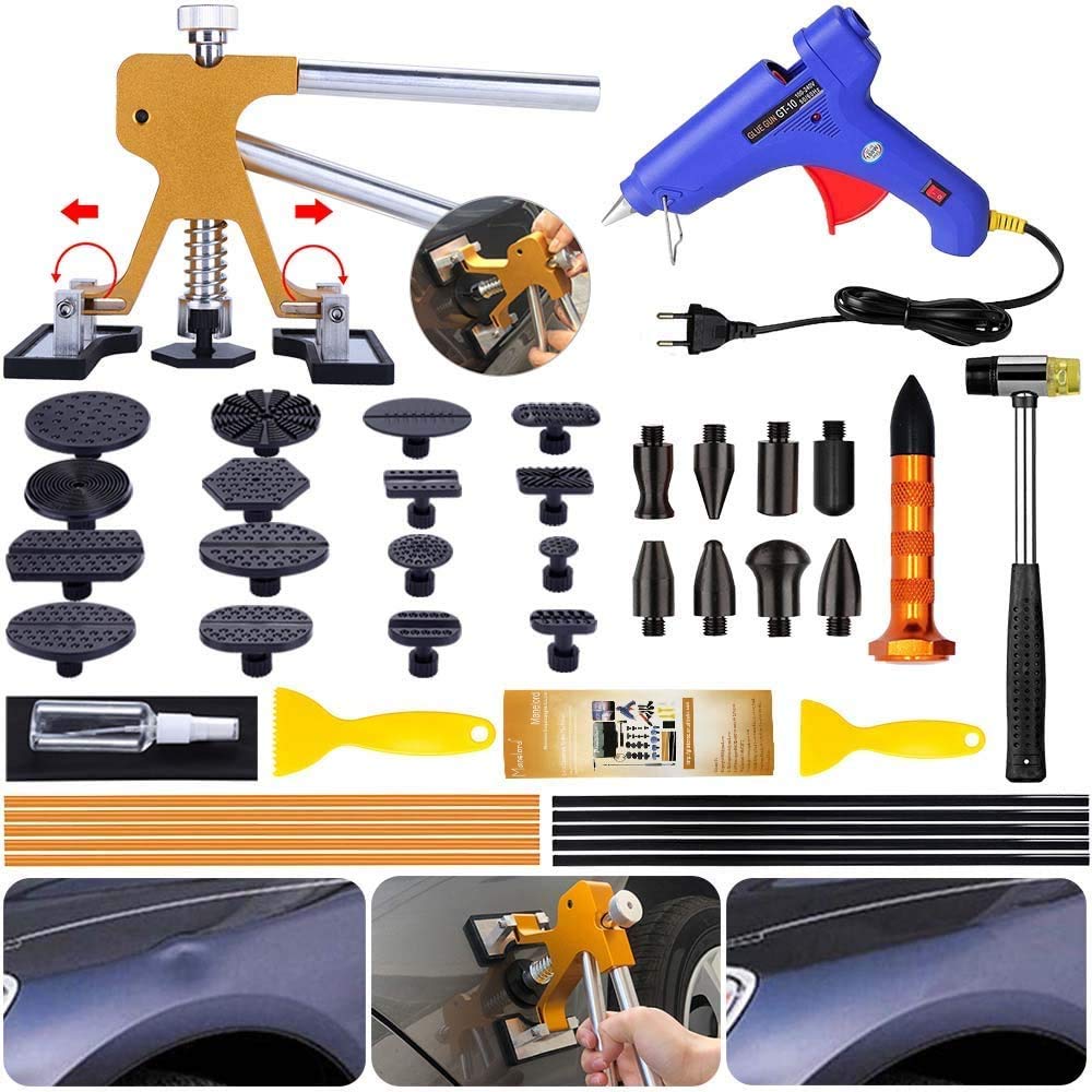 Manelord Car Dellen Reparatur Ausbeulwerkzeug, Auto Lackfreies Dellen Reparaturset Dent Puller Set
