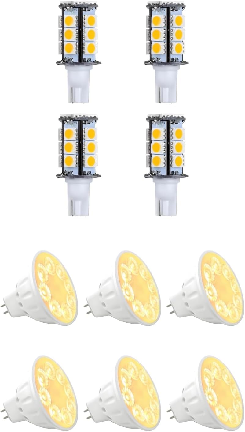 T5 T10 921 194 Wedge Base LED Light Bulb 4-Pack and MR16 LED Bulbs 6-Pack