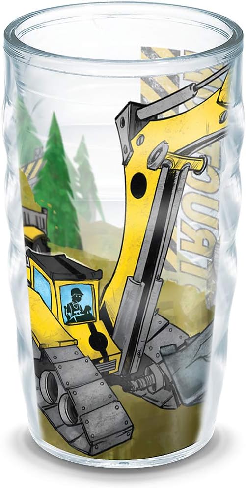 Tervis Construction Trucks Made in USA Double Walled Insulated Tumbler Cup Keeps Drinks Cold & Hot, 10oz Wavy, Unlidded