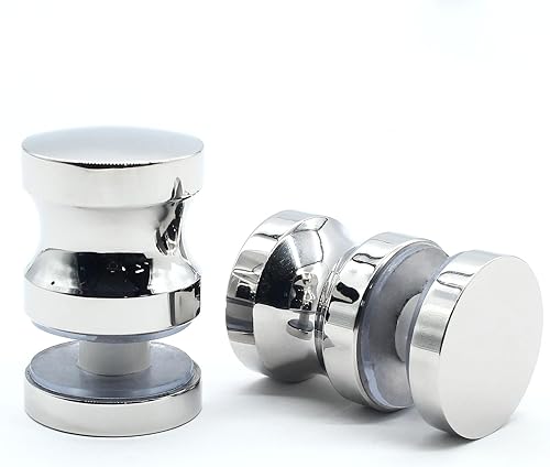 Paquete de 2 manijas de puerta de cristal de ducha, pomos de acero inoxidable para puertas de ducha de un lado para puertas de vidrio de baño (cromo