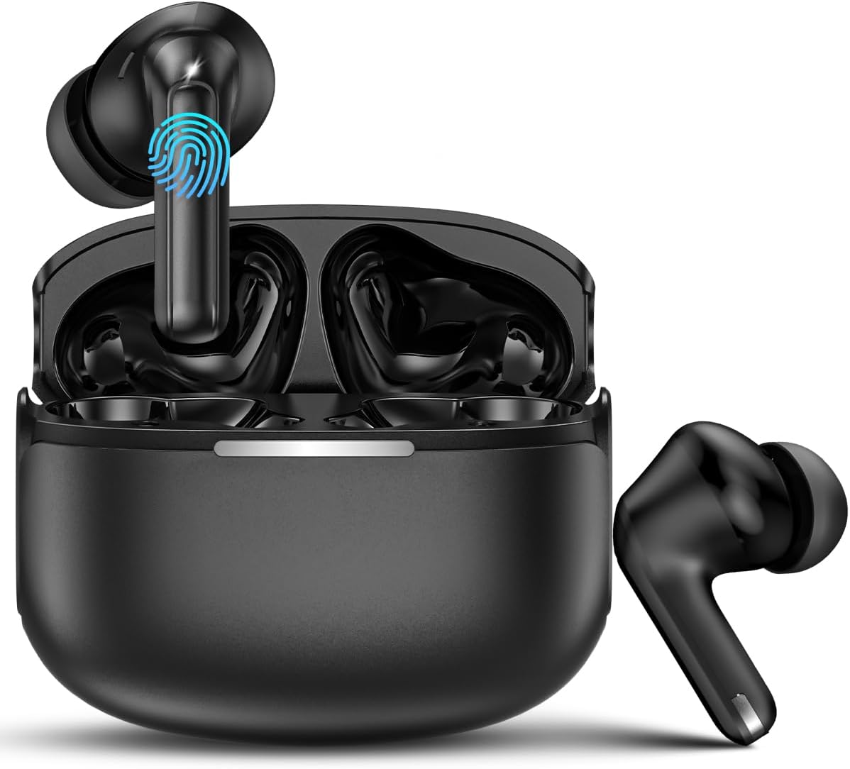 Fones de Ouvido Sem Fio Bluetooth 5.3 Intra-auricular 40 Horas de ReproduçãO Longa, Som de Graves Profundos, IPX5 à Prova D\\\'água e Poeira, Microfone Integrado para Corrida, Ciclismo e Fitness