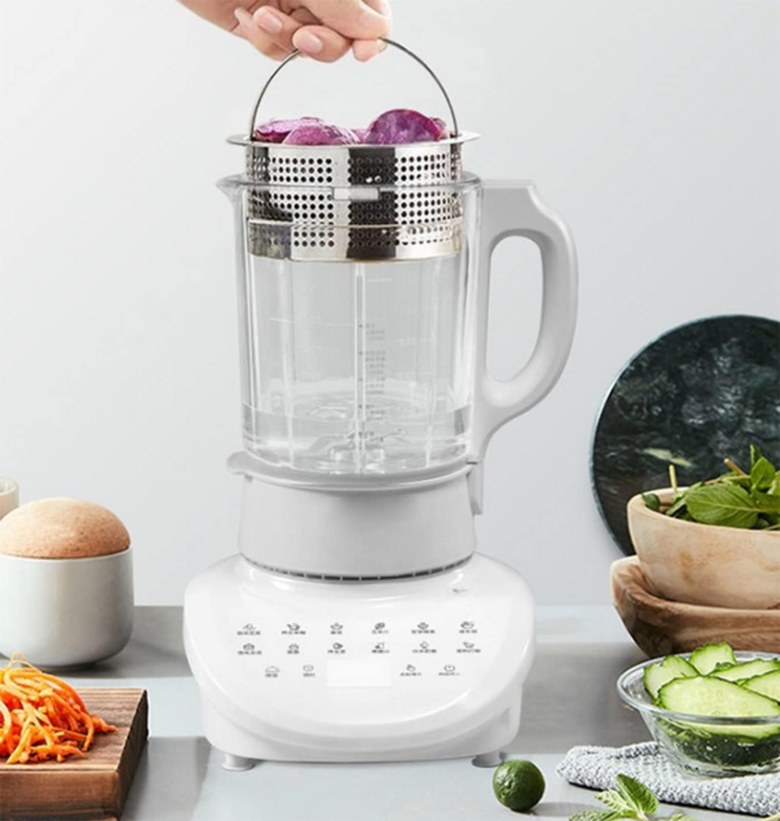 Licuadora al vacío, licuadora Profesional de encimera con trituradora de Hielo, licuadora de Cocina de Alta Velocidad de 58000 RPM con Pantalla táctil LCD, función de autolimpi,
