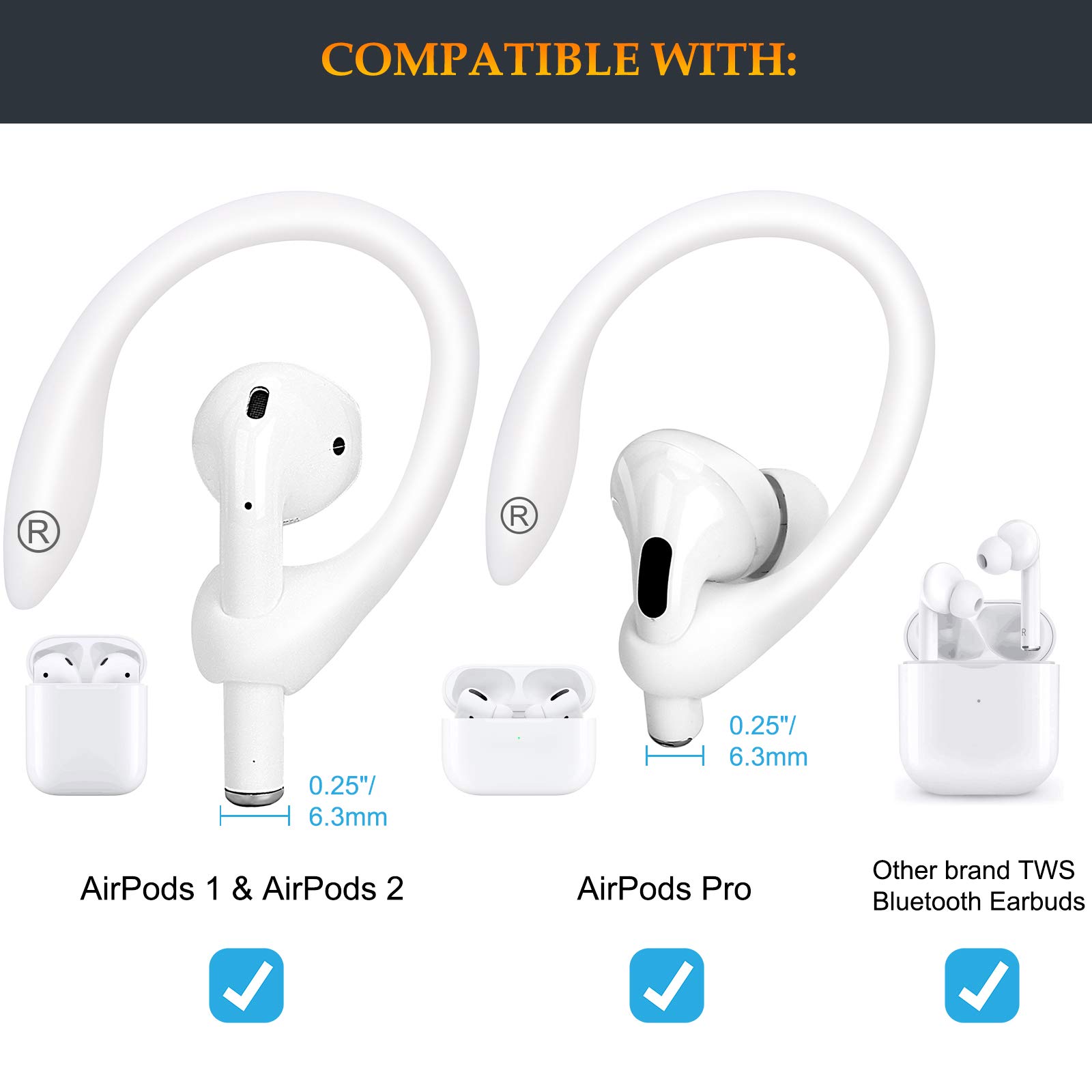 Crochets Auriculaires Anti-Perte Pour AirPods Pro / 3 / 4 – Avec Cordon Et Stylo Nettoyage, Fil à Mémoire De Forme - 7