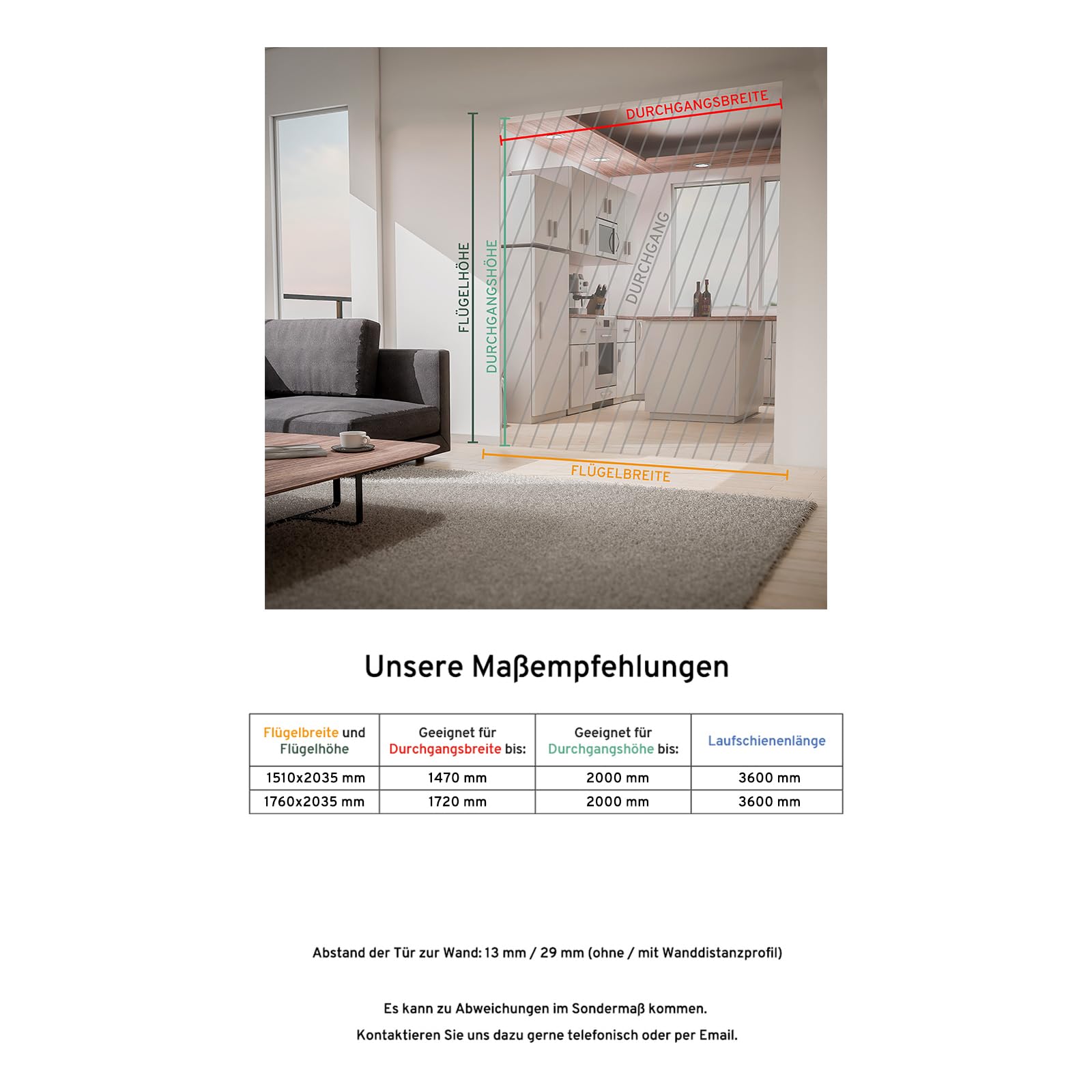 inova Doppel Glas-Schiebetür 2-Flügelig 1760 x 2035 mm blockstreifen Alu Komplettset mit Lauf-Schiene und Griffknopf
