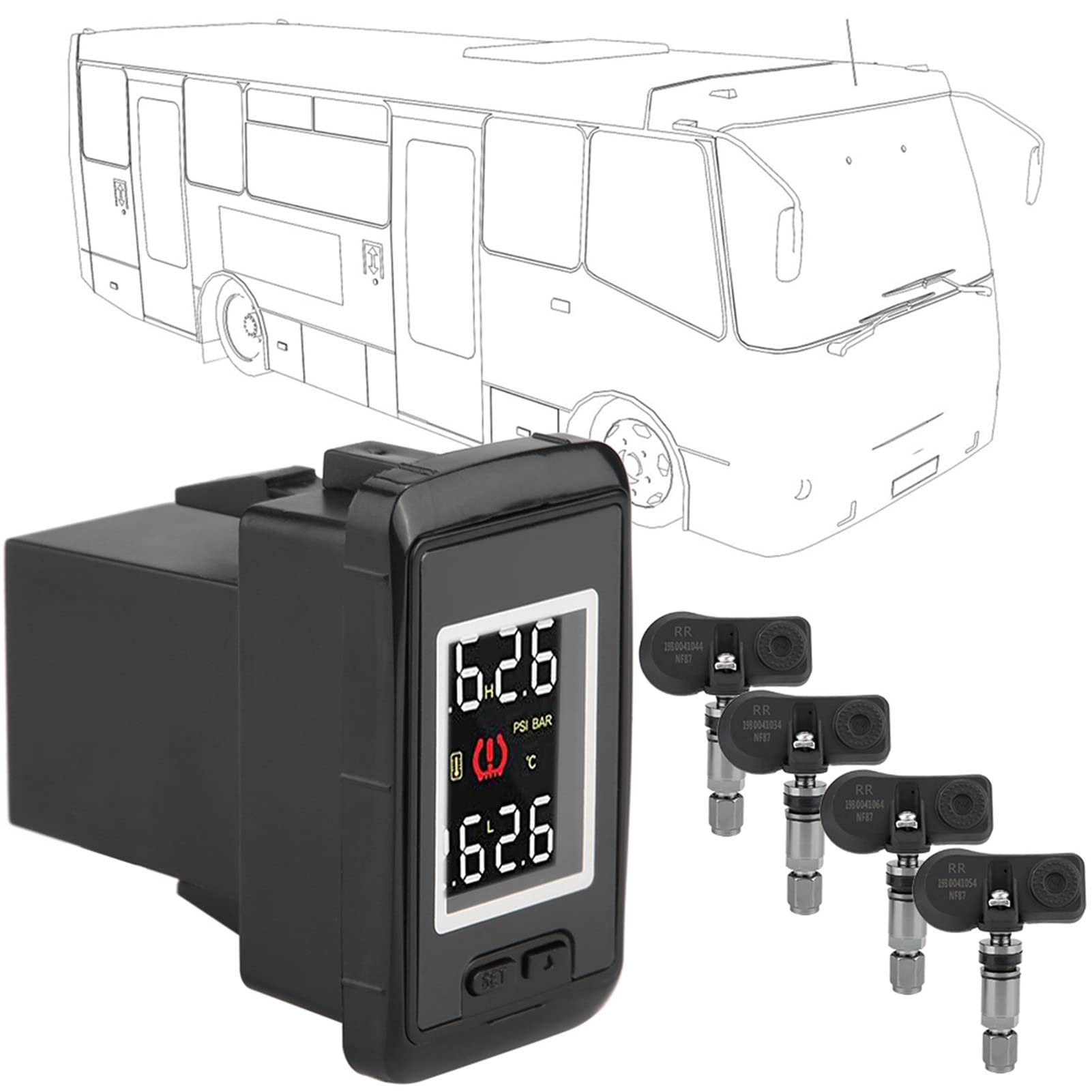 Tbest TPMS di Monitoraggio della Pressione dei Pneumatici Schermata a Colori Avanzato in Tempo Reale Visualizza Temperatura Accurata a Ruote Previsione della Perdita di Perdita di