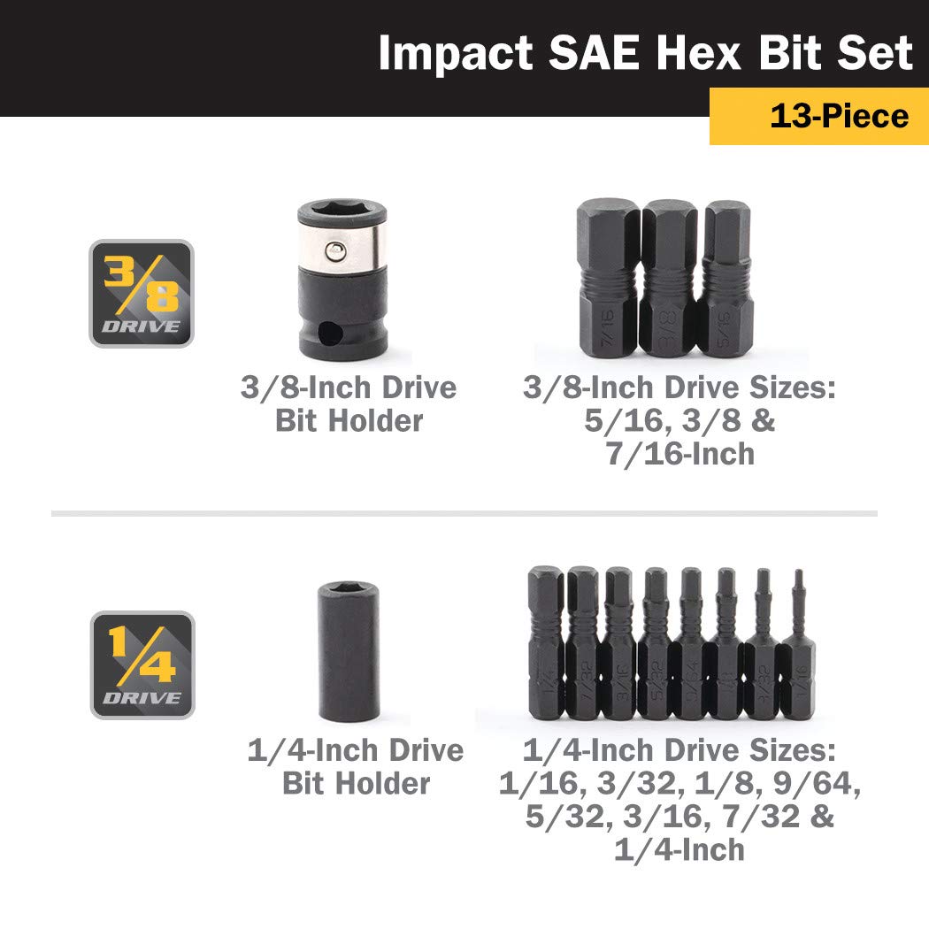 Titan - 13Pc SAE Impact Hex Bit Set (16037), Factory - Image 3