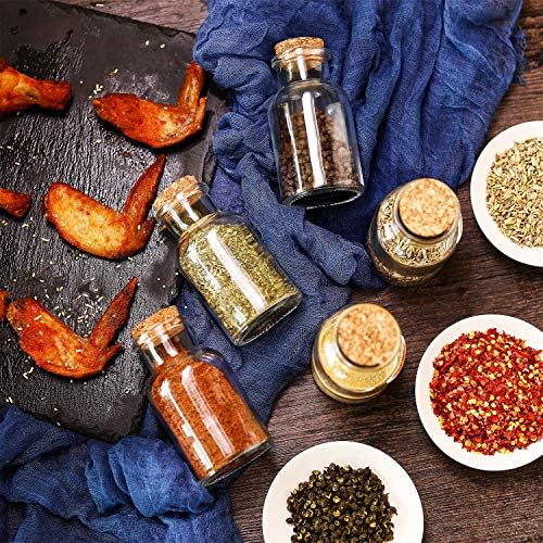 12 Glass Spice Jars 150ml - Air Tight - With Cork Lid, Labels and Marker - Dishwasher Safe - Storage Containers for Spices