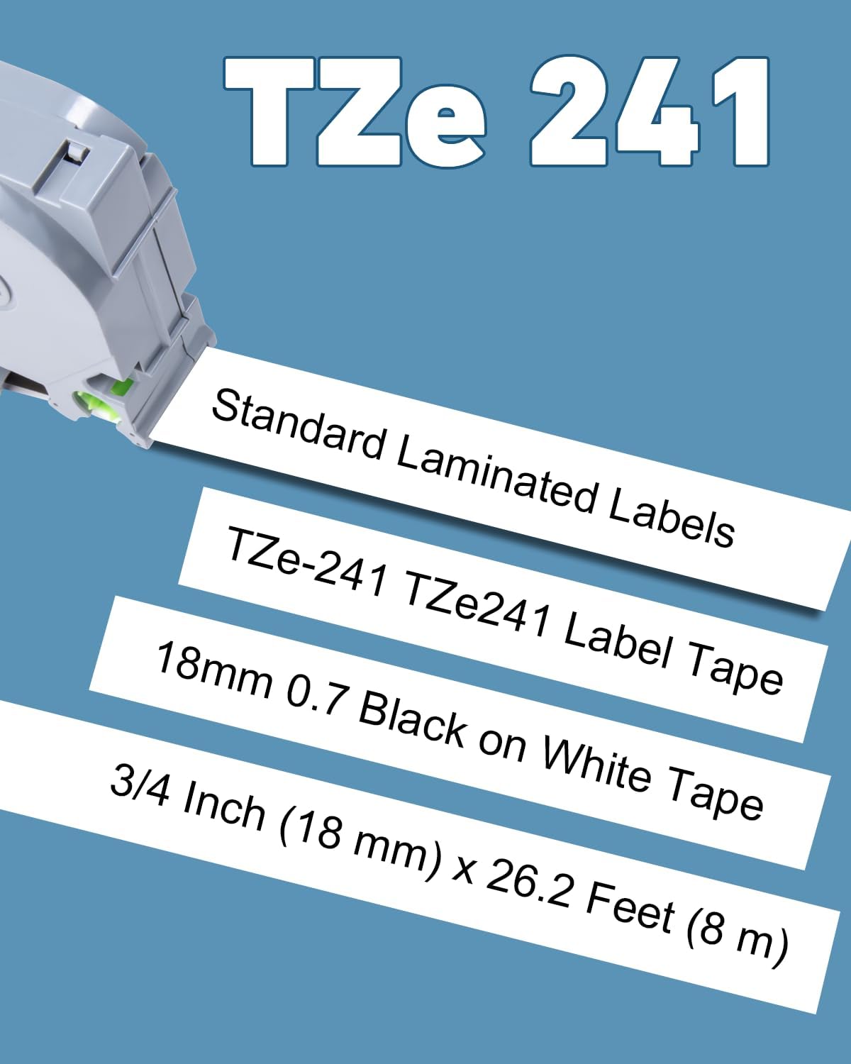Weemay 10X TZ Tape 18mm 0.7 Laminated White Label Compatible for Brother TZe241 TZe-241 3/4 in. Black on White P Touch Tape TZ241 TZ-241 for P Touch Label Maker PTD400 PTD610BT PTD410 PTD460BT P710BT