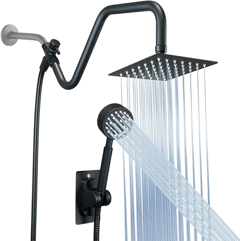 LOHNER All Metal Shower Heads with Handheld,Luxurious Stainless Steel Shower head,Metal Single Setting Handheld,with Extension Shower Arm