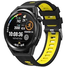 Amazfit GTR 2, GTR 2e, GTR 47mm ile Uyumlu 22mm Silikon Kordon, Siyah/Sar