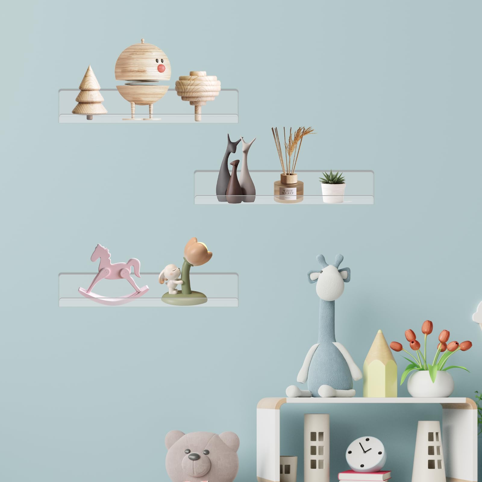 Étagère Murale Blanche Sans Clous Ni Vis - 26x10.5x12.5 Cm - En Plastique - Montage Facile - Neuf
