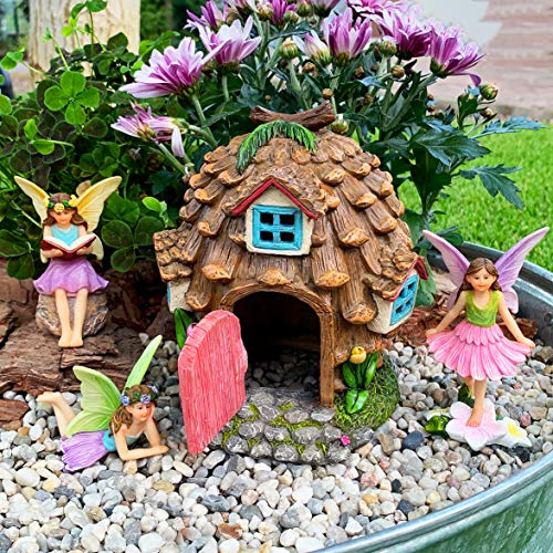 Mood Lab Fairy Garden - Pinecone Fairy House Kit Of 4 Pcs - Miniature Figurines & Accessories Set - Outdoor Or House Decor #TOP4