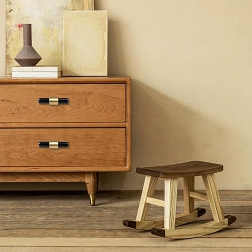 Miniatura 4 de Rockcloud Juego de 2 pomos de barra en T de piedra de obsidiana negra con tornillos, pomos cilíndricos para cajones, manijas para armario, armario,