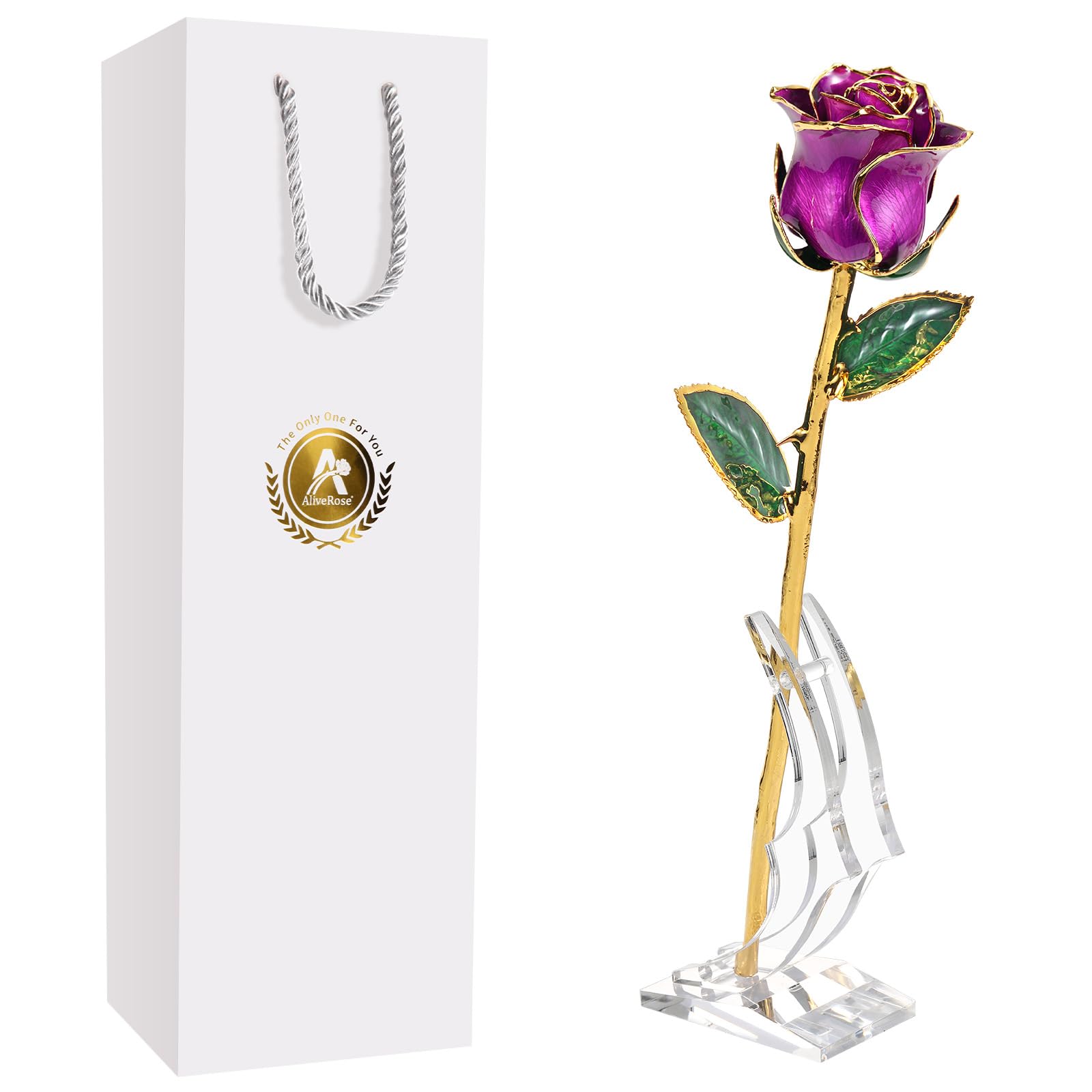 AliveRose Valentines Day Gifts Roses, 24K Gold Rose Made from Real Rose - Unique Design Gold Plated Rose for Anniversary Valentines Mothers Day