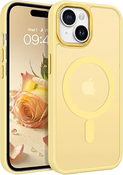 BENTOBEN for iPhone 15 Case, for iPhone15 Phone Case Compatible with MagSafe, Translucent Matte Magnetic Cover Shockproof Women Girl Protective Cute Case for iPhone 15 6.1", Light Yellow