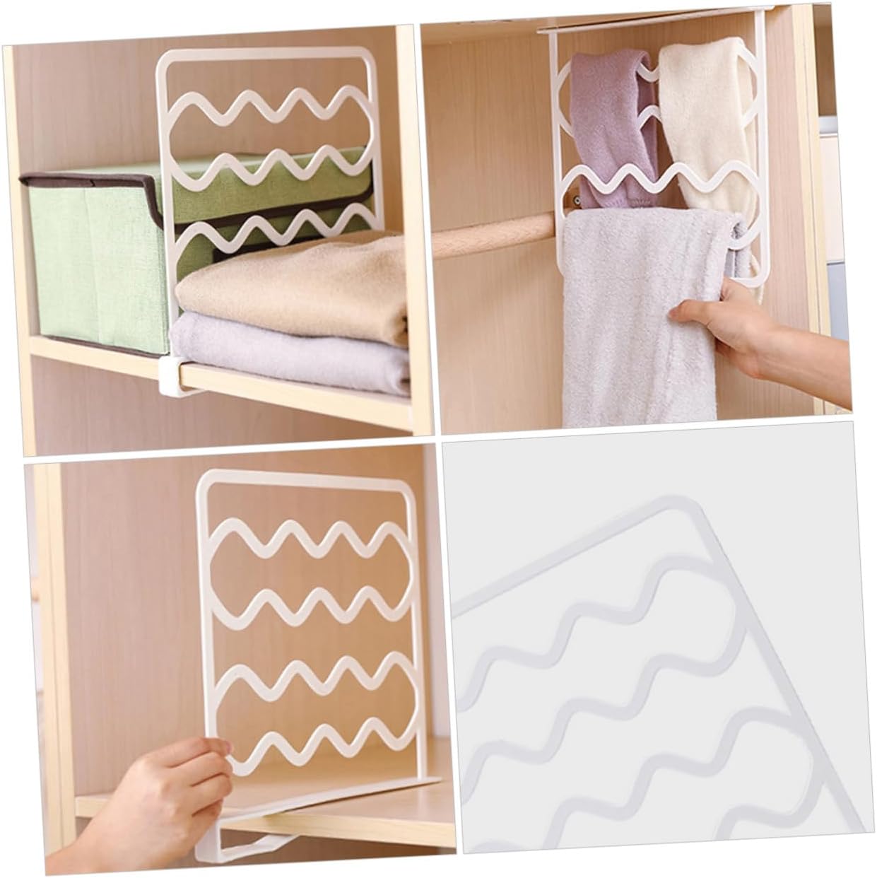 STOBAZA 10pcs Adjustable Shelf Dividers for Closet Organization No Drilling Required Flexible Wardrobe Storage Separators for Clothes Bags Sweaters and Space-Saving Closet Organizer