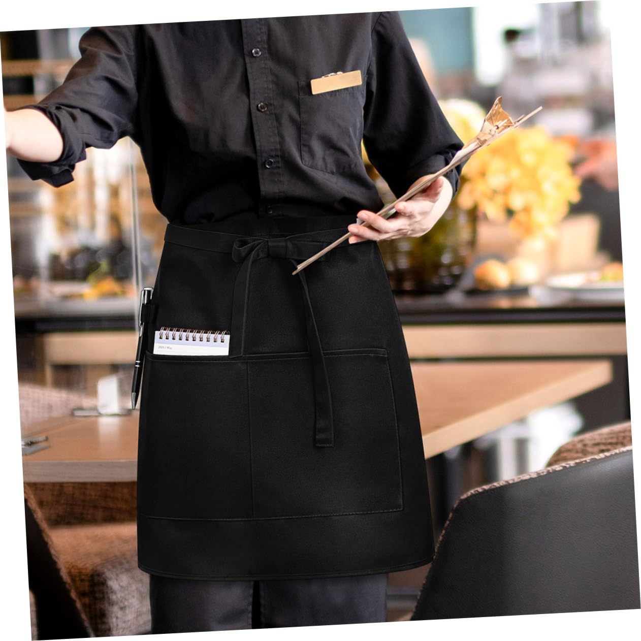 Alipis 5pezzi Grembiule Corto per Cameriere con Tasche Mezzo Grembiule da Lavoro per Bar e Caffetterie Facile da Pulire