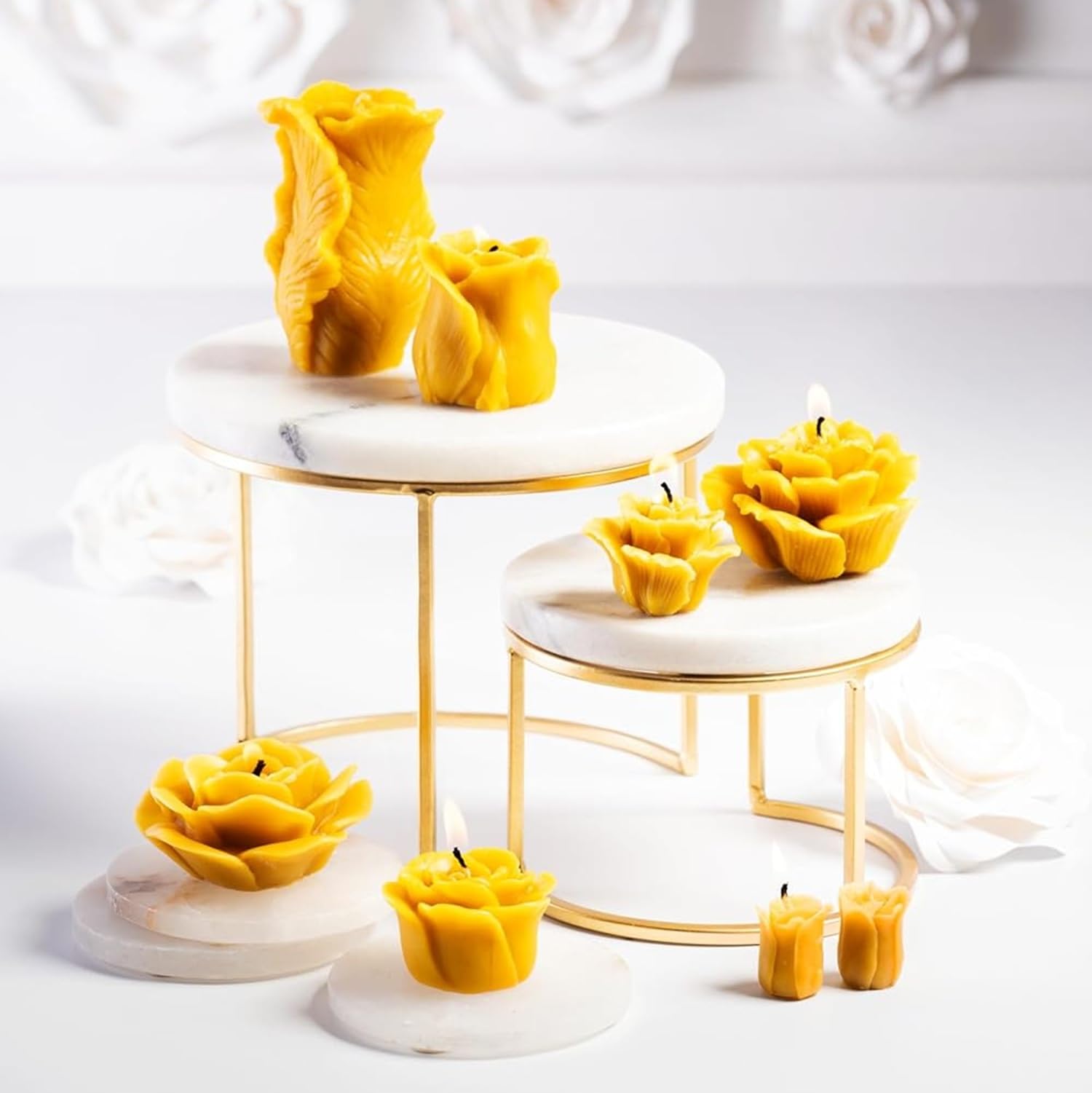 LYSON Moule à Bougie Rose Hauteur: 5,5 cm Moule en silicone pour bougies Silicone Bougie Verser Moules Bougies en cire d'abeille DIY et artisanales Bricolage Réutilisable Bougie