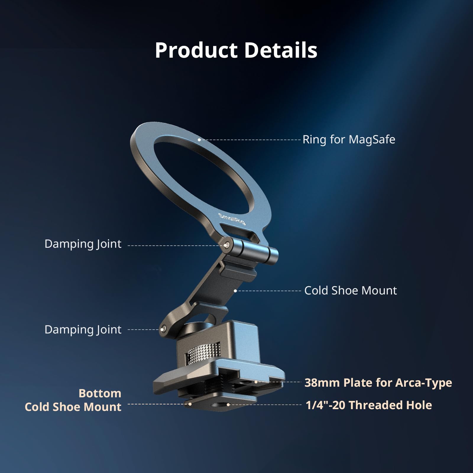 SMALLRIG Metal Phone Mount with Baseplate for Arca-Standard, Compatible for DJI RS 4 Mini, Phone Support with Cold Shoe Mount, Phone Tripod Mount for iPhone 16 15 14 - 5339