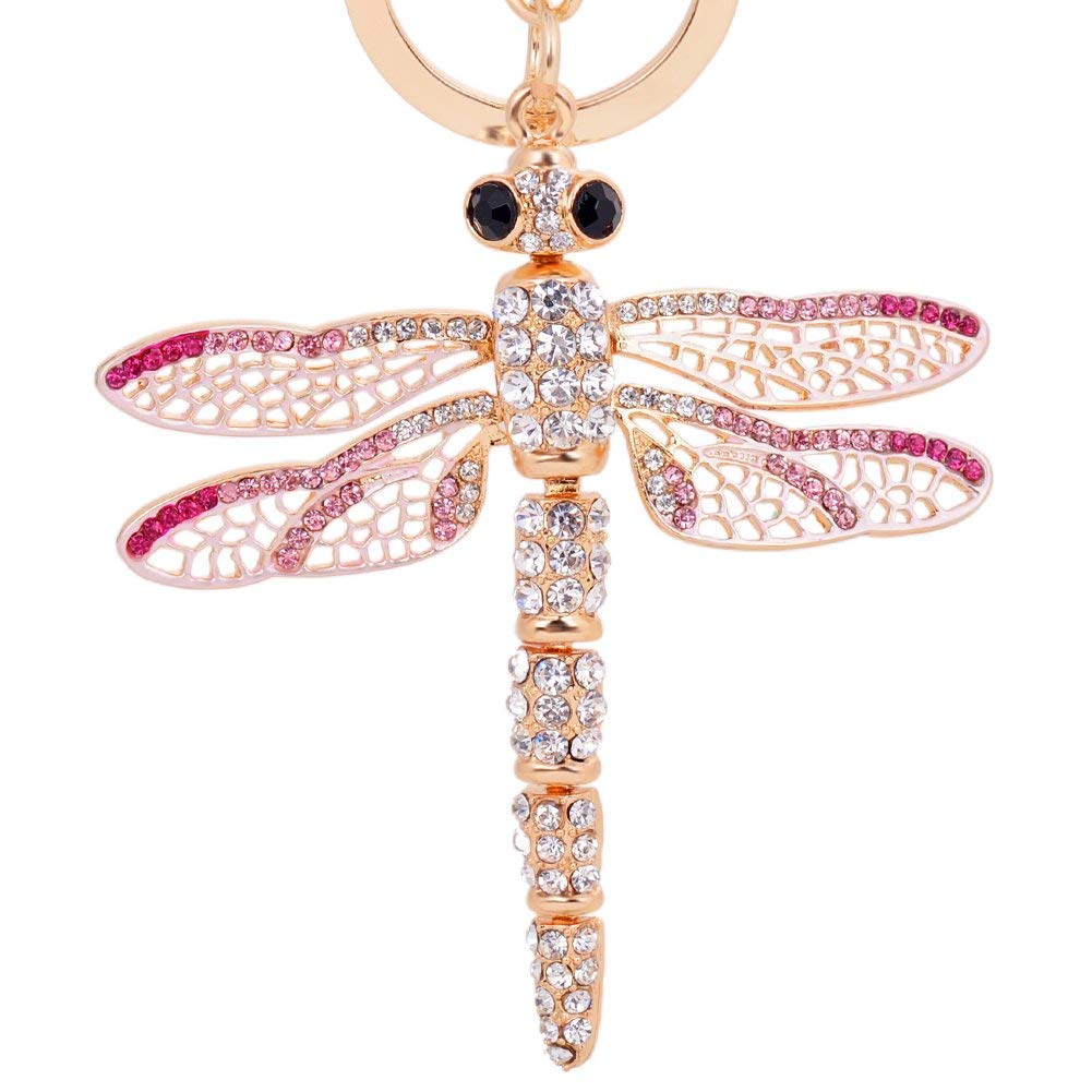 Weihnachten Geschenk Classic Schlüsselanhänger mit Herz Kristall Glas Anhänger & Schlüssel Kette für Auto Key Ring oder Schlüsselanhänger für Frauen, Pink+Gold, Einheitsgröße