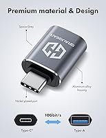 Vista 5 de GRAUGEAR Paquete de 2 adaptadores USB a USB-C, transferencia de datos de 10 Gbps, adaptador USB-C macho a tipo A hembra, compatible con PC, laptop