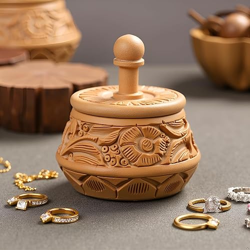 Miniatura 2 de Pequeño juego de 2 pastilleros de madera Mini cajas de recuerdo hechas a mano para joyas, especias, pastillas, artículos esenciales de viaje,