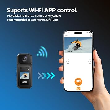 2.7K Mini Body Camera,64G Thumb Action Bodycam,Magnetic Body Cam with Audio Recording Wearable,1.47 HD Display,180 Rotating Lens for Portable Vlogging and Pet Walking(Black)