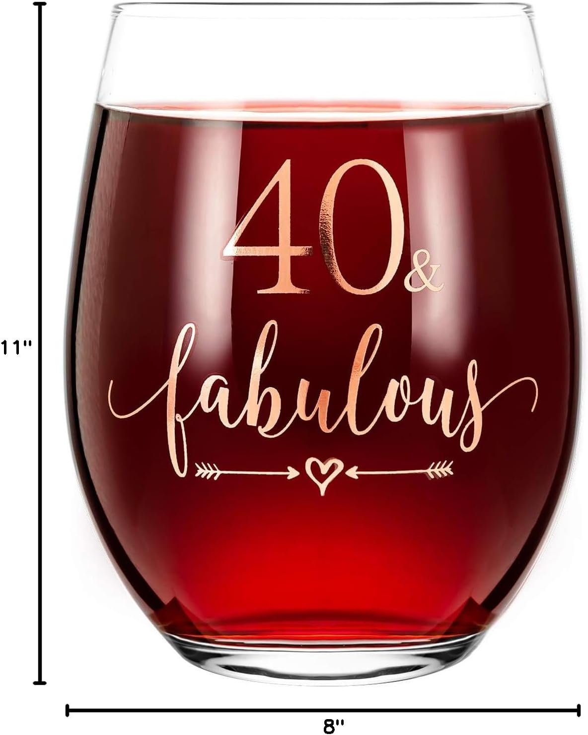 Crisky Rose Gold 40 & Fabulous Wine Glass for Women 40th Birthday Gifts Funny Ideas for Women, Wife, Mom, Sister, Aunt, Friends, Coworker, Her Rose Gold Foil 40 & Fabulous 14oz, with Box - Image 7